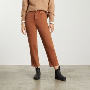 Everlane The Way-High Jeans in Rich Earth 27 Tall Burnt Orange Raw hem cropped
